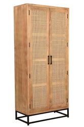TPFLiving Garderobenschrank Milton Mango lackiert mit Rattan-Front, Gestell Metall natur, Gestell schwarz